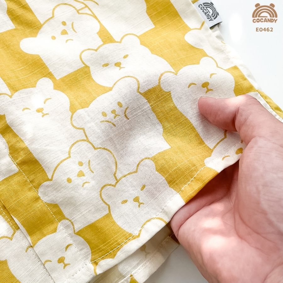 Áo cộc VÀNG họa tiết gấu phối túi gấu_thumbnail_3