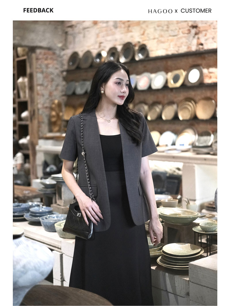Blazer không ve tay cộc HAGOO