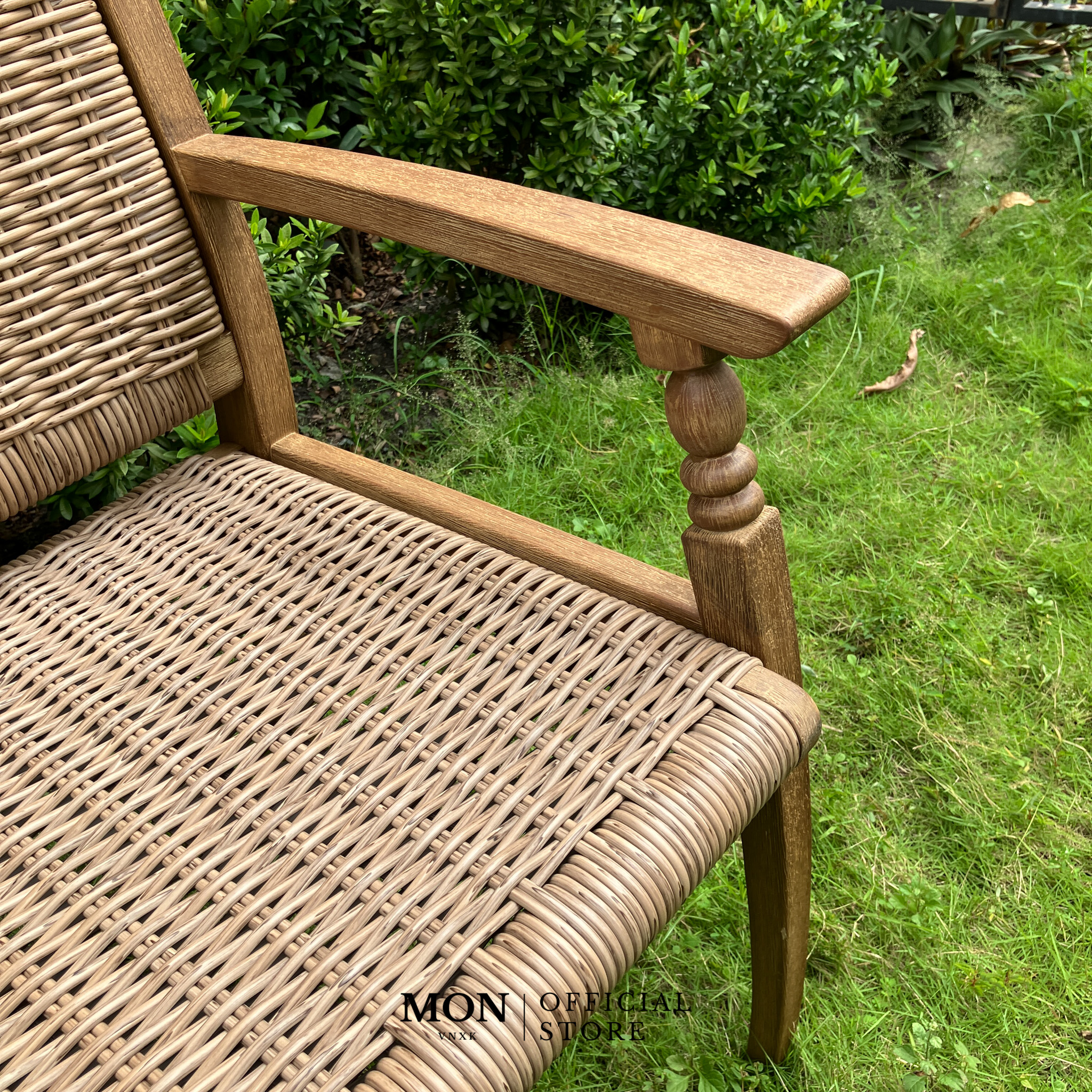 GHẾ BENCH PANAMA GỖ TEAK ĐAN MÂY_thumbnail_2
