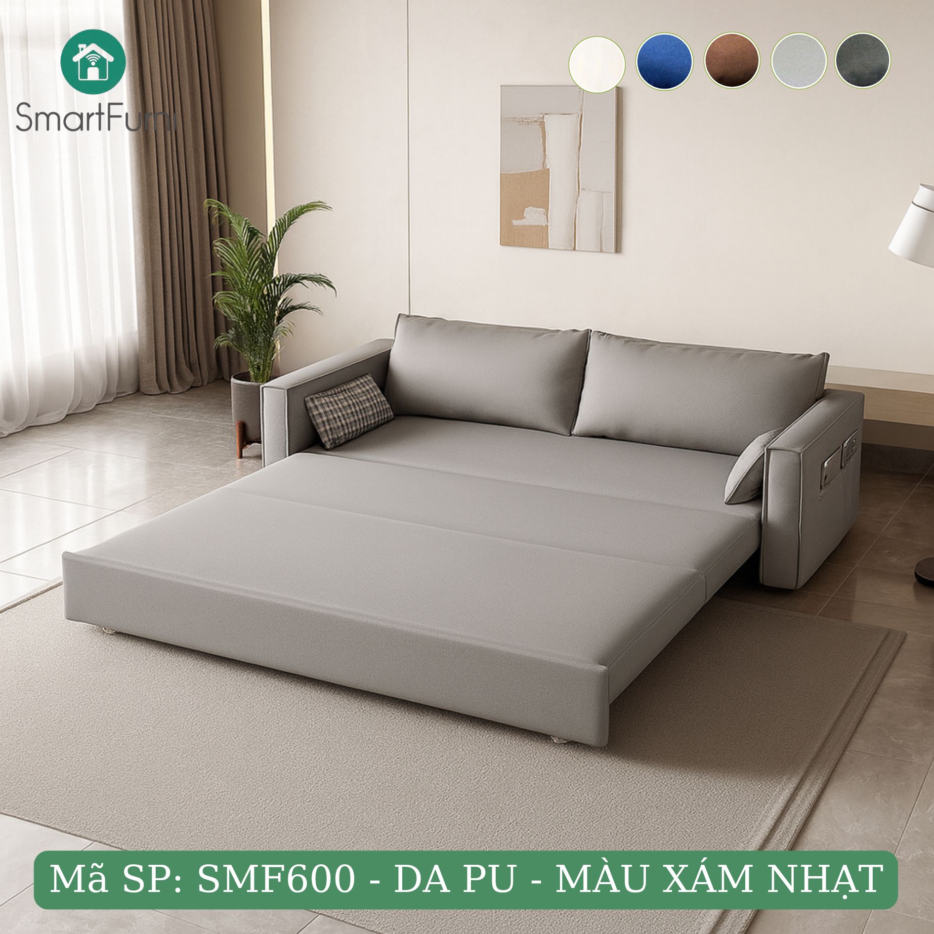 Giường Sofa đa năng SmartFurni SMF600 - Da PU cao cấp - Nhiều Size, Xám đậm_thumbnail_18