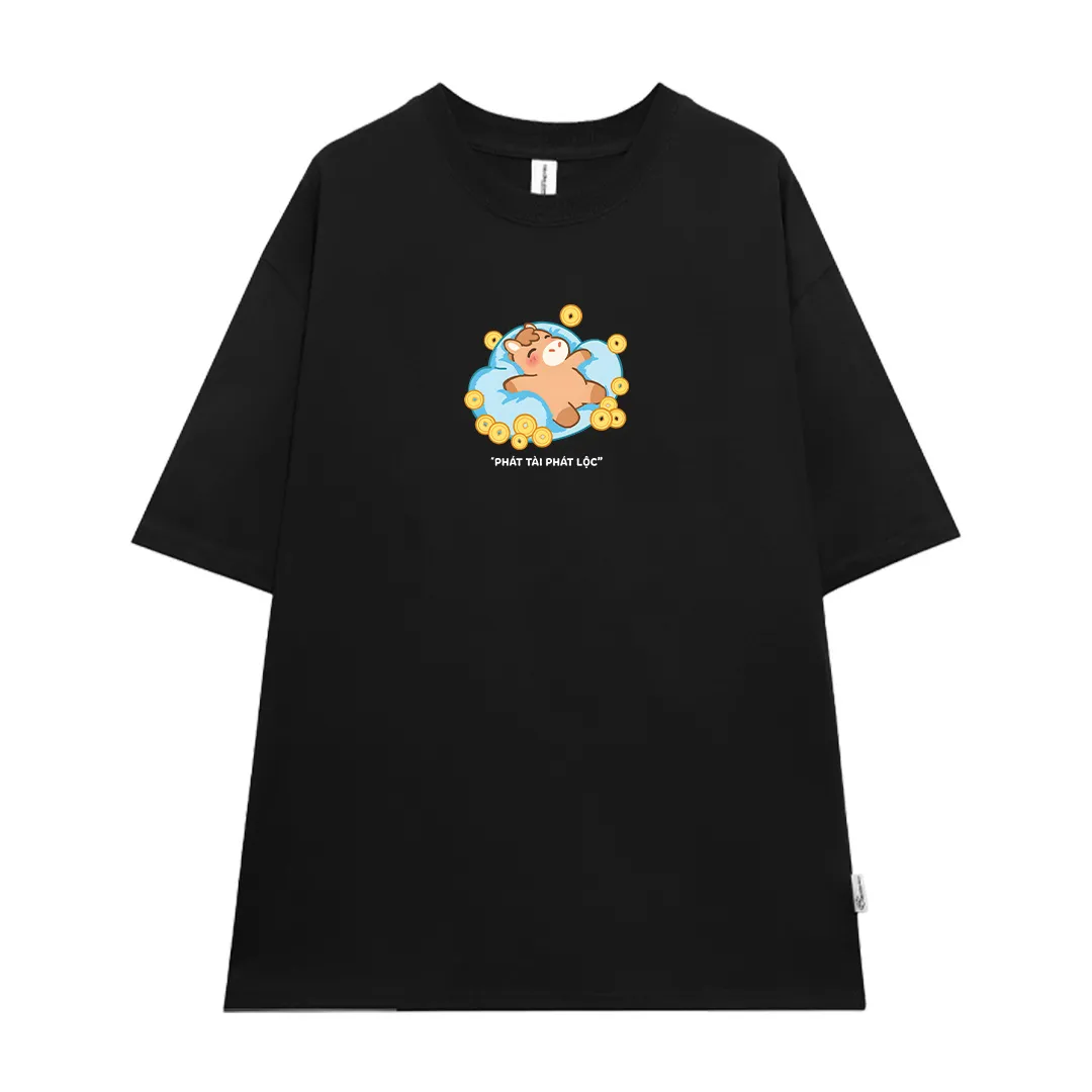 Áo thun form rộng unisex Miucho vải mềm mại tôn dáng thoáng mát Phát Tài Phát Lộc 2918_thumbnail_9