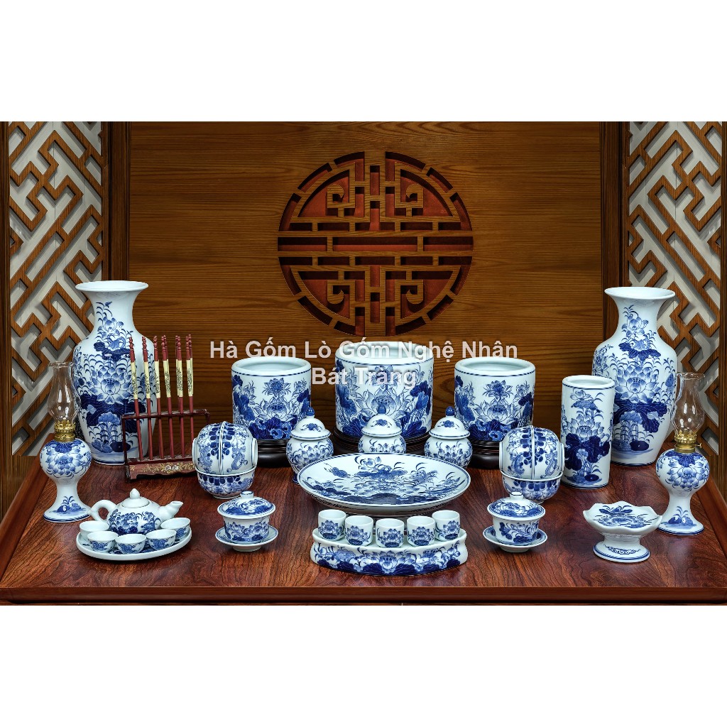 1m -1m4 Đồ Thờ Cúng Men Lam Vẽ Kỹ Ban - Lò Gốm Nghệ Nhân Chế Tác Bát Tràng Cao Cấp_thumbnail_5