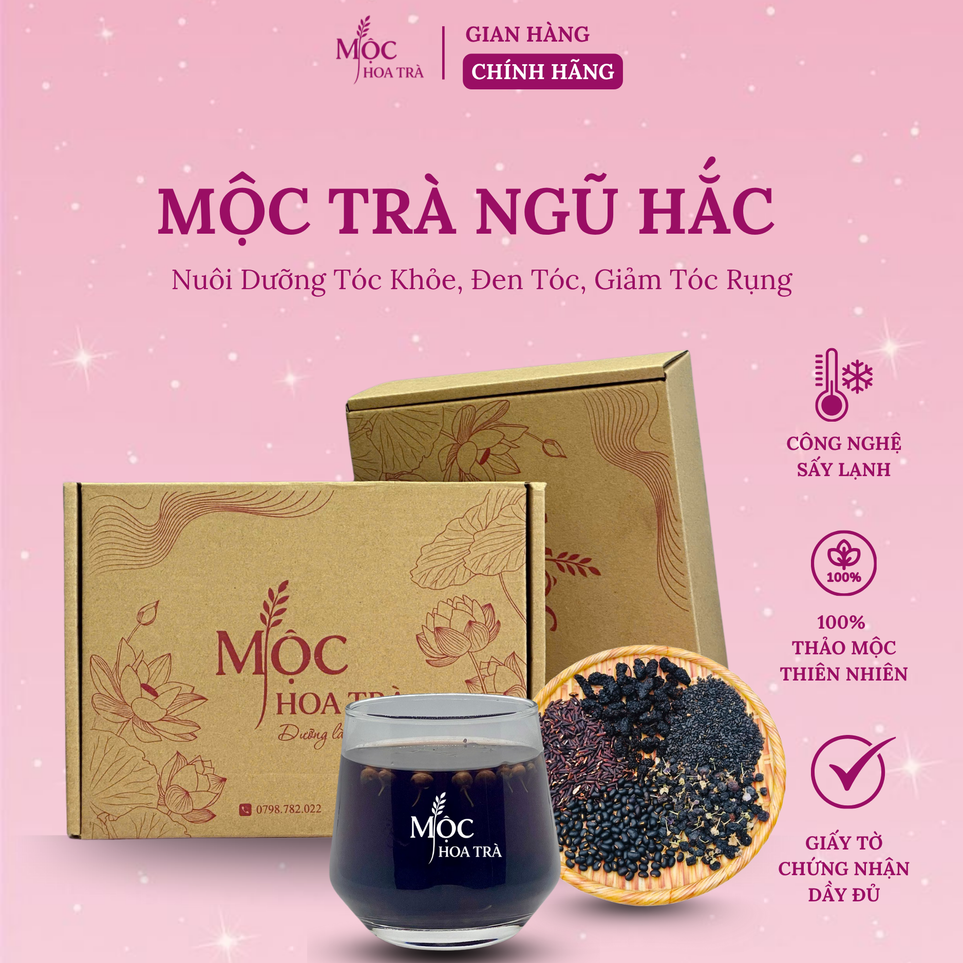 Mộc Trà Ngũ Hắc – Trà Thảo Mộc Dưỡng Tóc – Dưỡng Tóc Khỏe, Đen Tóc, Mọc tóc nhanh – Nguyên Liệu Sấy Lạnh_thumbnail_4