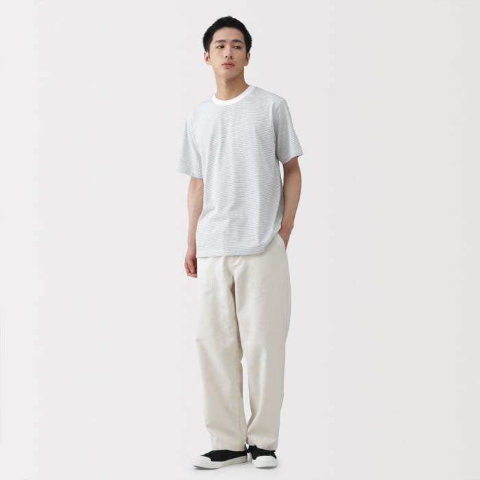 E237 ÁO PHÔNG NAM TRẮNG KẺ ĐEN NHỎ MUJI_thumbnail_3