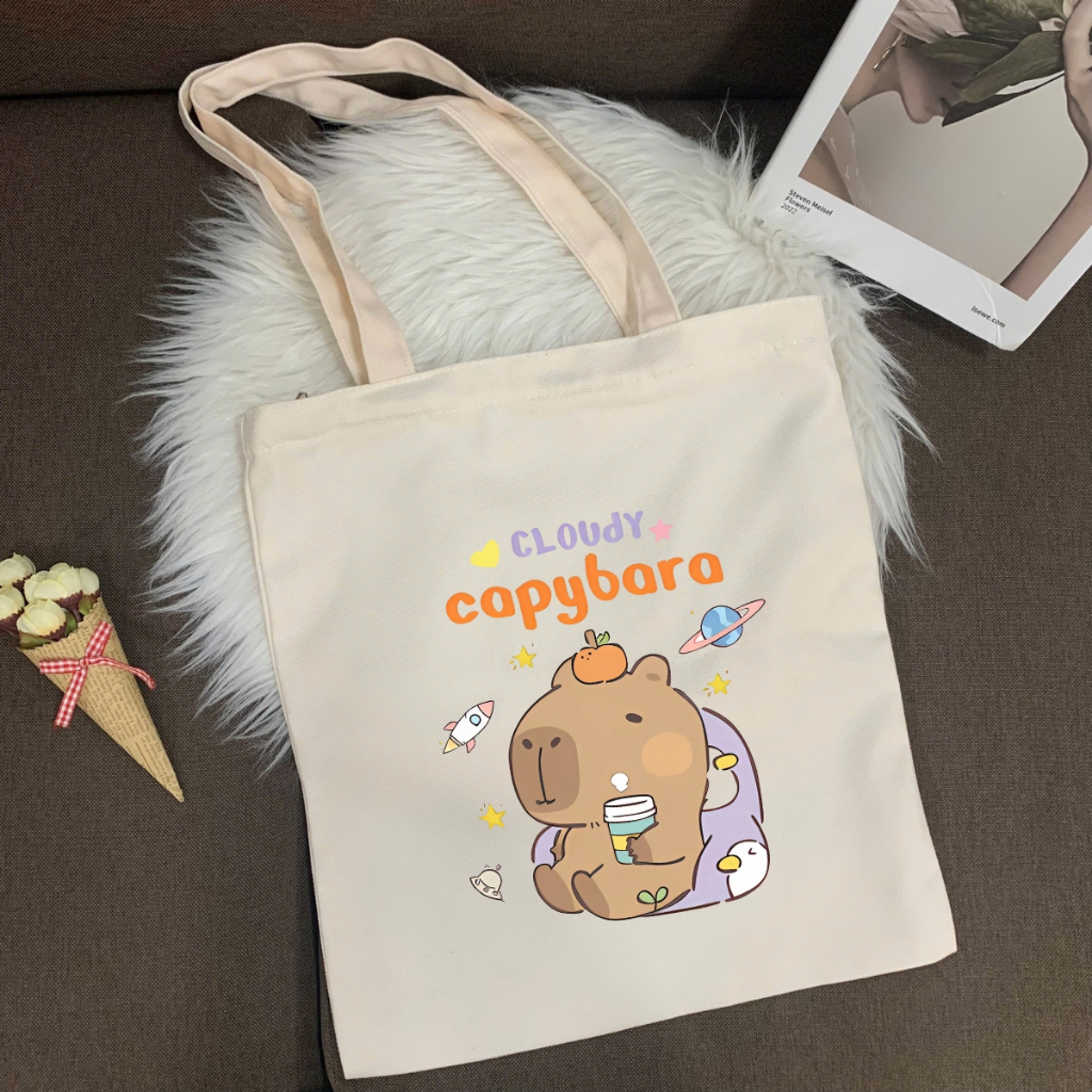 Túi tote in hình Capybara Cute - Túi vải canvas kích thước 33x37cm đựng vừa A4  và laptop - TOTE10_thumbnail_12