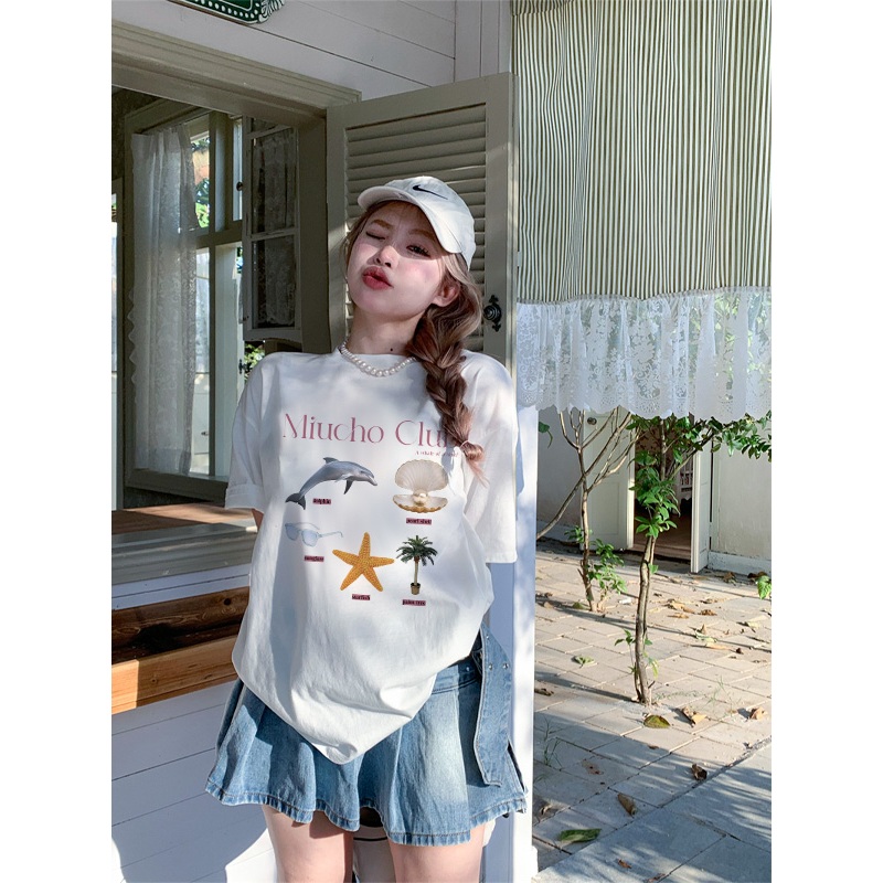 Áo thun đi biển form rộng mùa hè unisex ATD1053 Miucho tay lỡ cổ tròn in mix_thumbnail_5