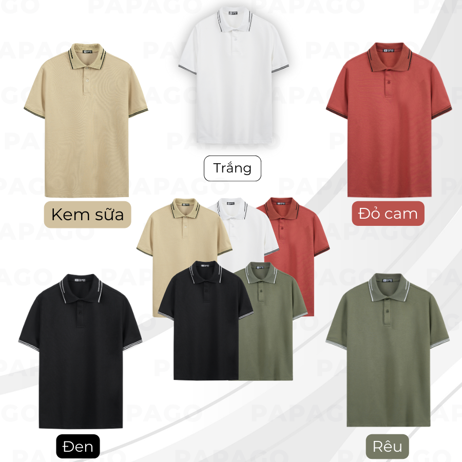 Áo polo PAPAGO cao cấp nam Trung niên vải cotton kim cương form rộng P25PLCT002_thumbnail_4