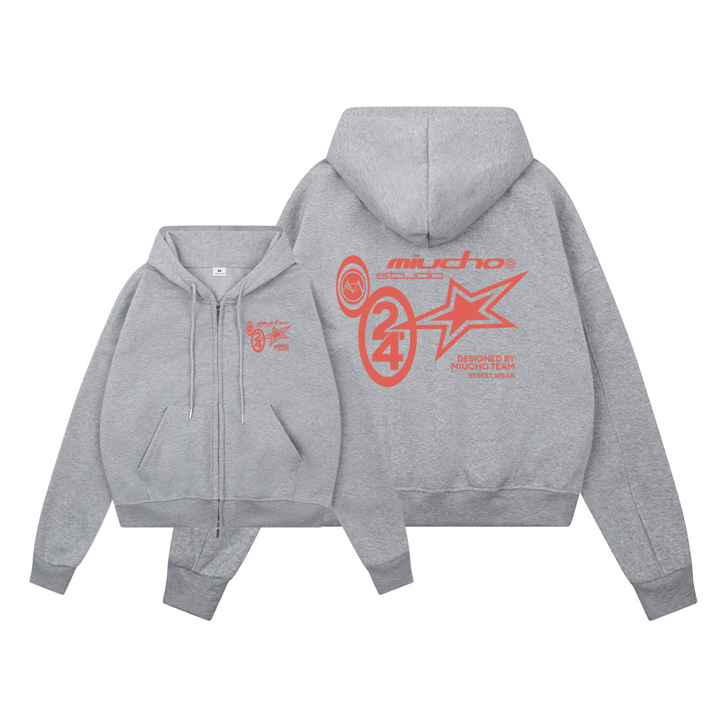 Áo hoodie zip local brand form boxy HXD1575 Miucho vải nỉ bông dày dặn khóa kéo in typography_thumbnail_4