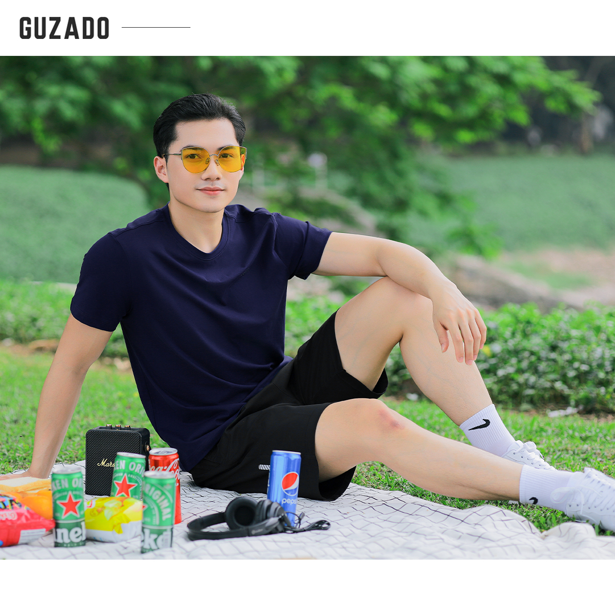 Đồ Bộ Guzado Áo Cotton Kết Hợp Quần Gió Basic  BTS03_thumbnail_23