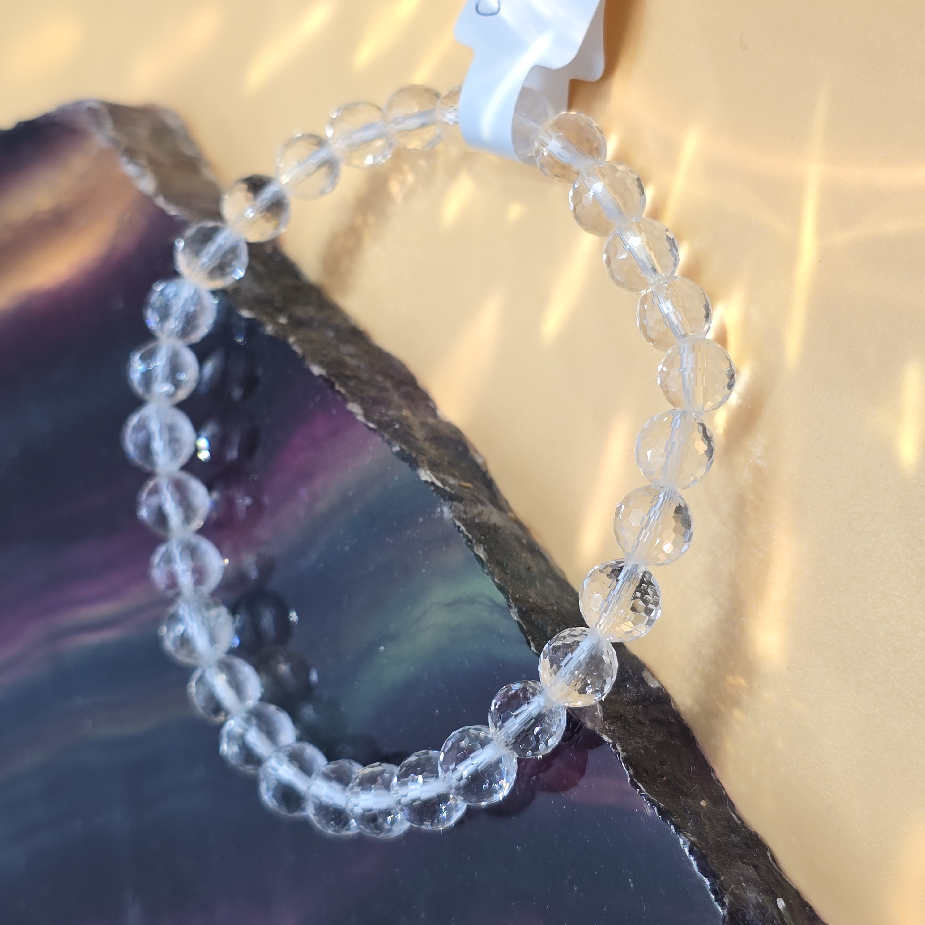 Vòng Thạch Anh Trắng Cắt Đa Giác Clear Quartz