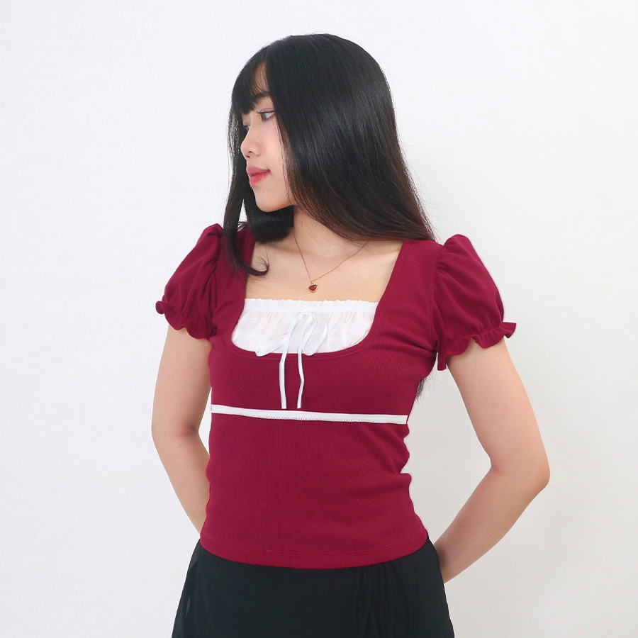 ROSABELLE TOP IN BURGUNDY