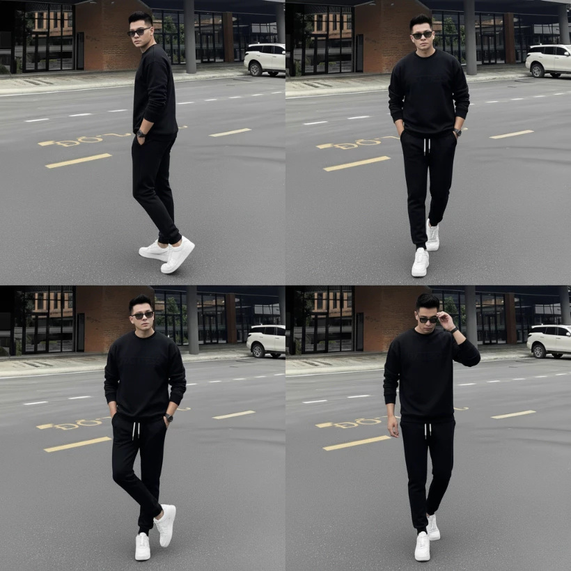 Bộ Nỉ Ép Lông Cáo Nam nữ in nổi 