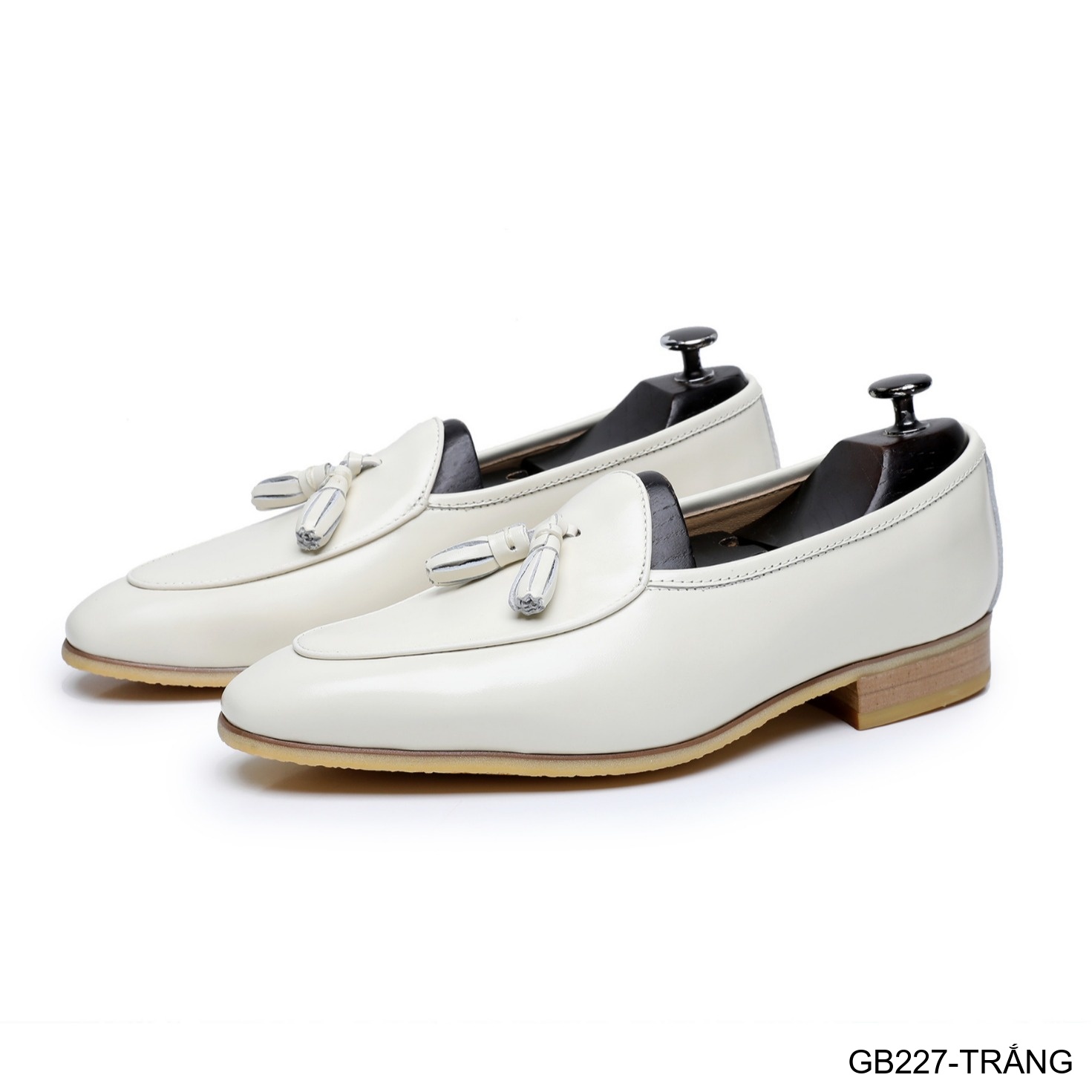GB227 - Giày lười nam mũi nhọn da bò phong cách Anh Quốc, màu trắng đen sang trọng_thumbnail_12