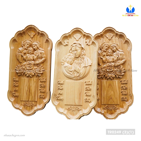 Đốc lịch gỗ Đức Mẹ bồng con treo tường - gỗ sồi nguyên khối_thumbnail_1