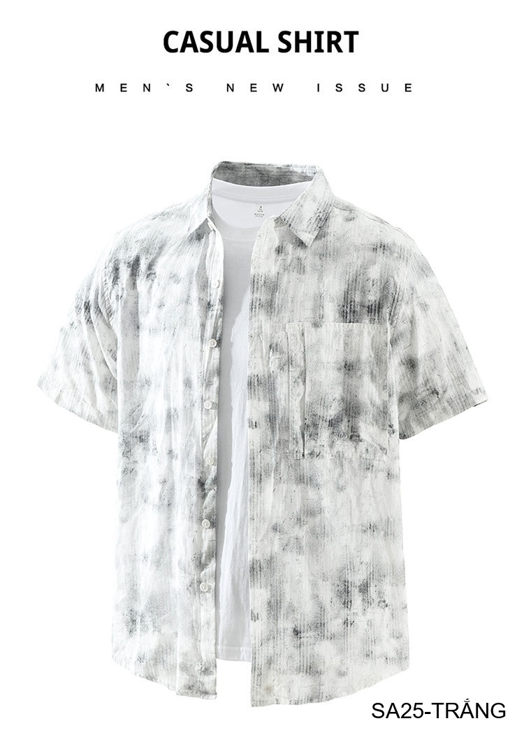 SA25 - Áo sơ mi nam ngắn tay họa tiết phong cách streetwear, chất cotton mềm mát, form rộng thoải mái_thumbnail_8