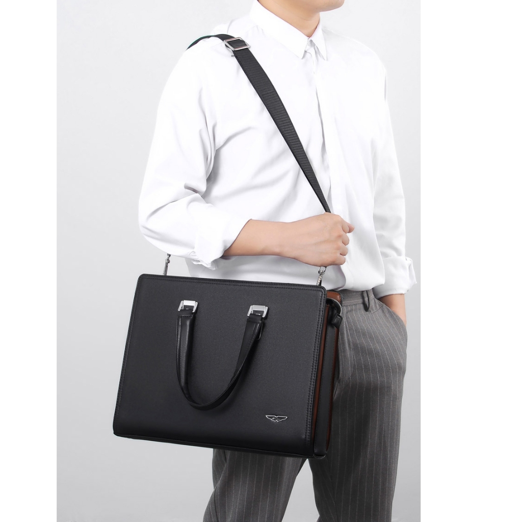 Cặp da nam công sở khóa số bảo mật đựng máy tính laptop 14 inch giấy tờ A4 thương hiệu Gorchis_thumbnail_7