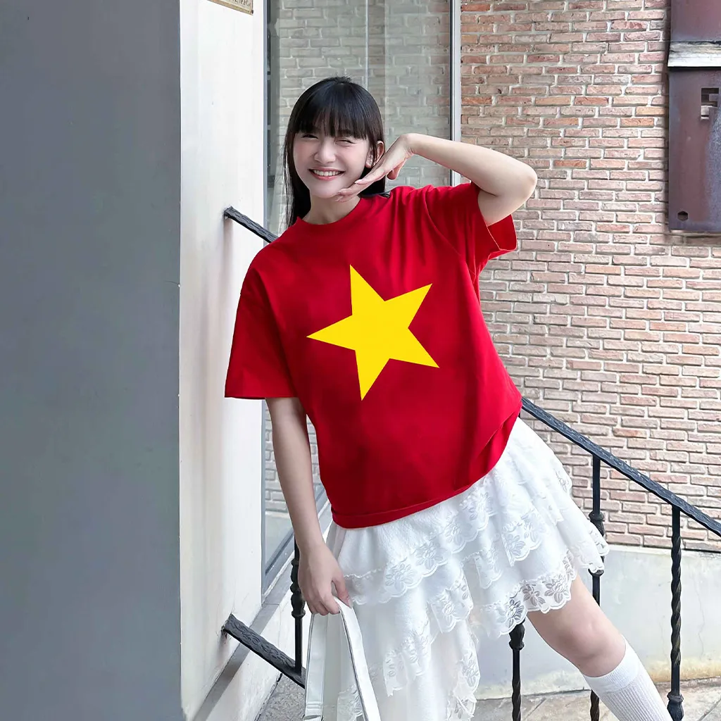 Áo thun Việt Nam cờ đỏ sao vàng form boxy AXD2464 Miucho vải cotton thoáng mát in basic_thumbnail_5