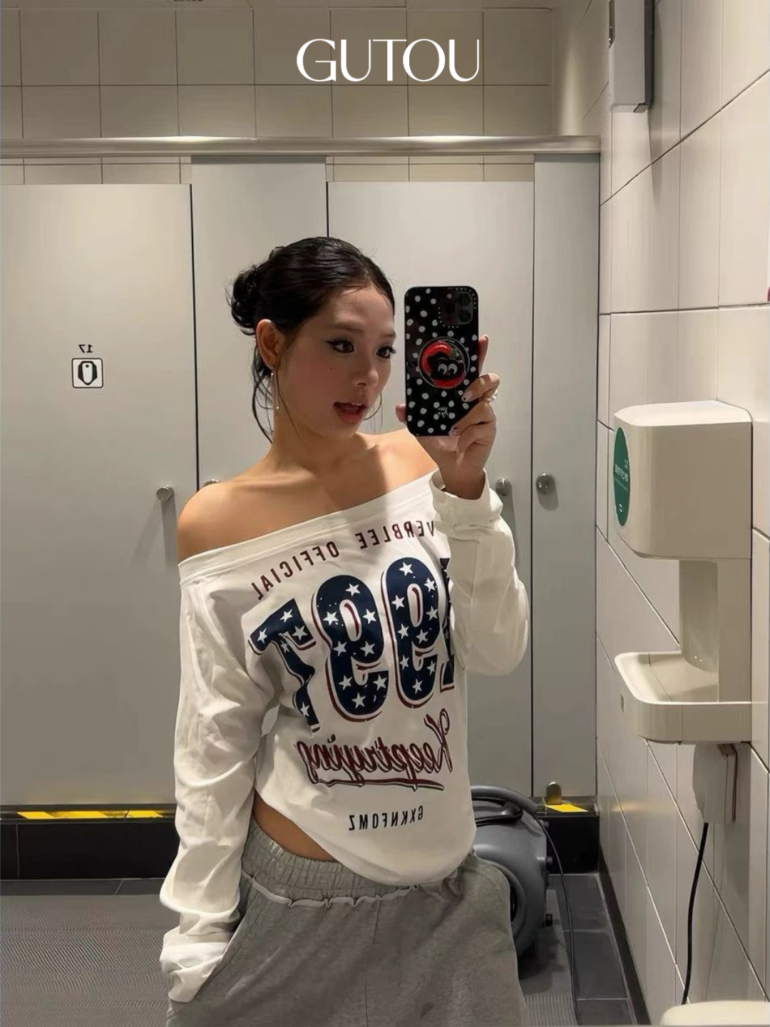 [ GUTOU ] Áo Thun Tay Dài Trễ Vai Retro 1997_thumbnail_4