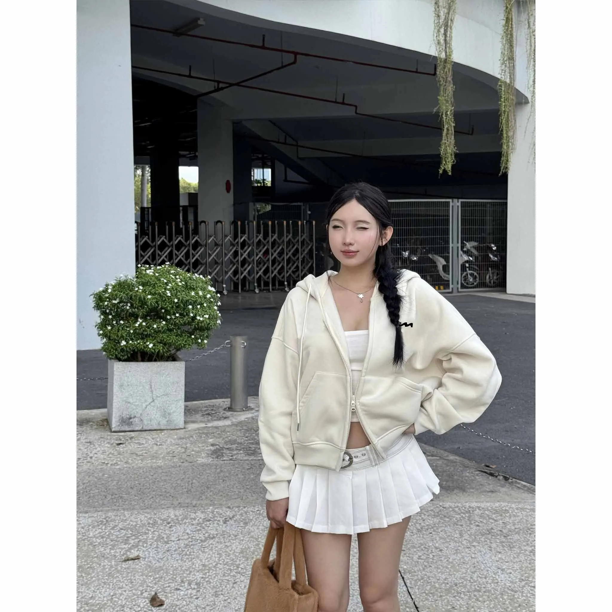 Áo hoodie zip form boxy basic 2579 Miucho chất vải nỉ bông thoáng mát mềm mại có nón_thumbnail_3