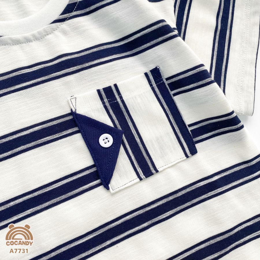 Áo cộc kẻ TRẮNG NAVY phối túi ngực nắp dọc_thumbnail_6