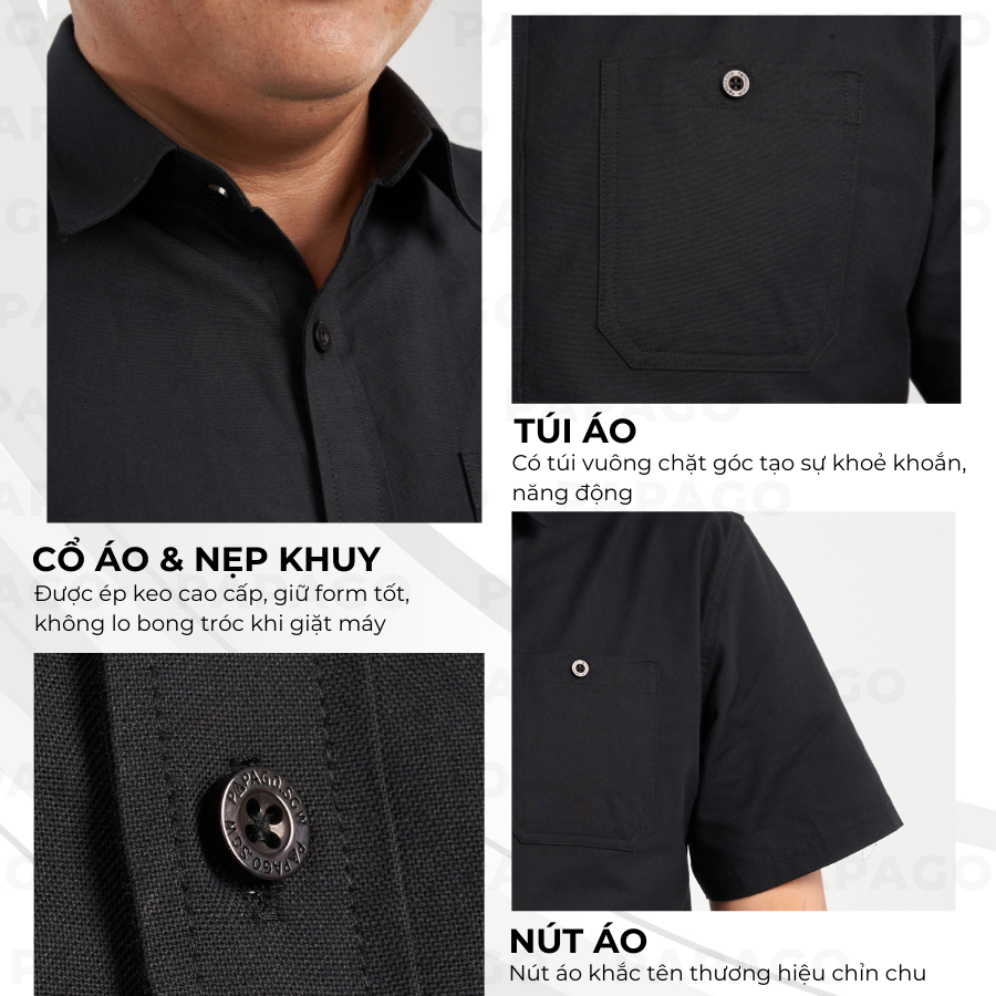 Áo sơ mi nam trung niên PAPAGO vải oxford tay ngắn lai bầu - P24SNCT001_thumbnail_4