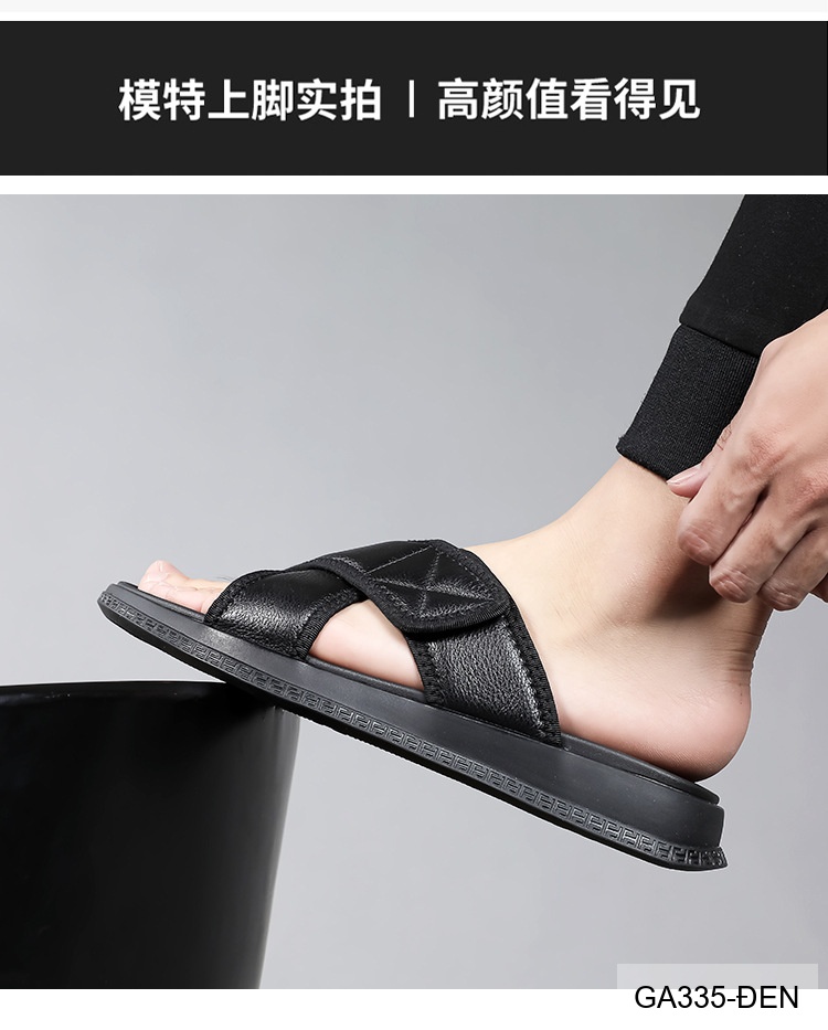 GA335 - Dép lê nam da bò kiểu Hàn màu đen đế cao su êm chân_thumbnail_19