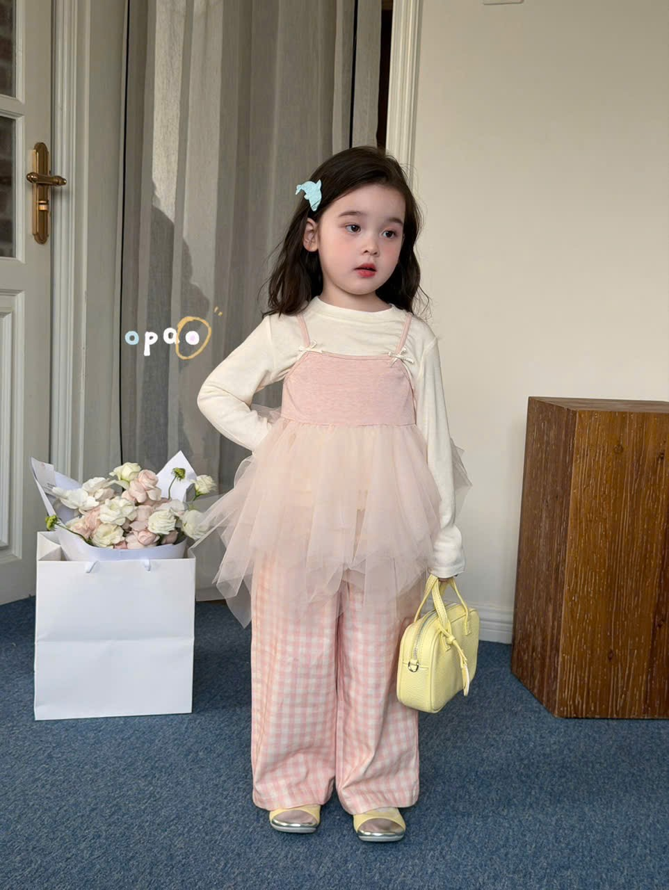 (E38) Áo 2 dây voan hồng Opao