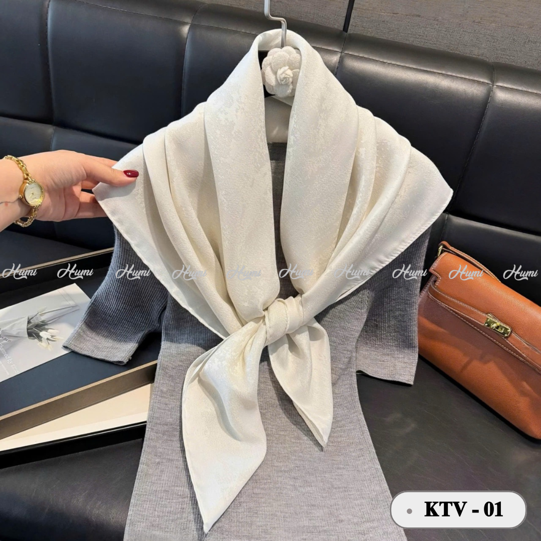KHĂN LỤA VUÔNG KIM TUYẾN (KTV-01 TRẮNG)