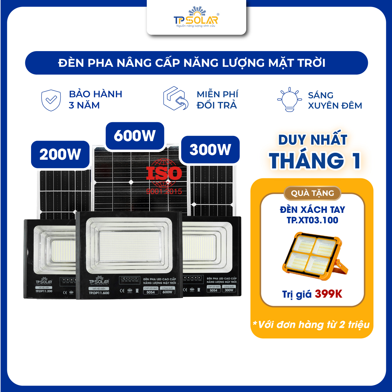 Đèn pha 1 chóa bản nâng cấp led 5054 năng lượng mặt trời TP.DP11