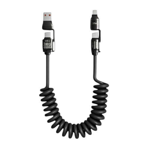 Cáp sạc lò xo 4 trong 1 đa năng sạc nhanh 240W bảo hành 12 tháng