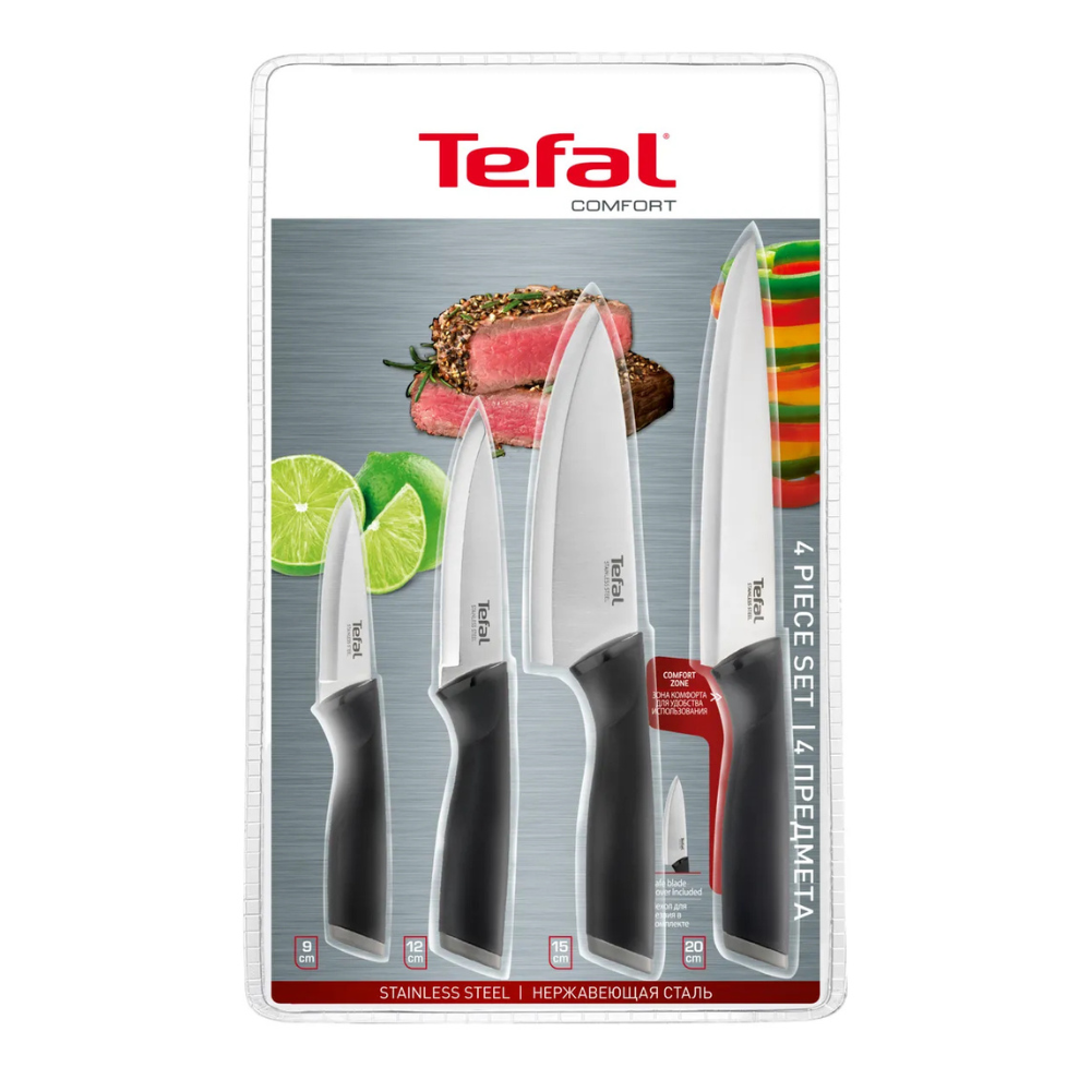 Bộ dao làm bếp 4 món Tefal Comfort K221S475 - 9cm, 12cm, 15cm, 20cm