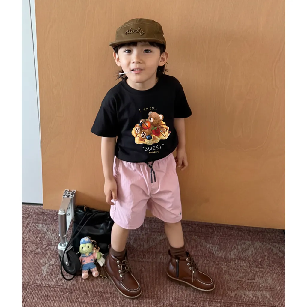 Áo thun bé gái form rộng Kado vải cotton thoáng mát mềm mại Gấu Teddy đáng yêu in mix 2925_thumbnail_4