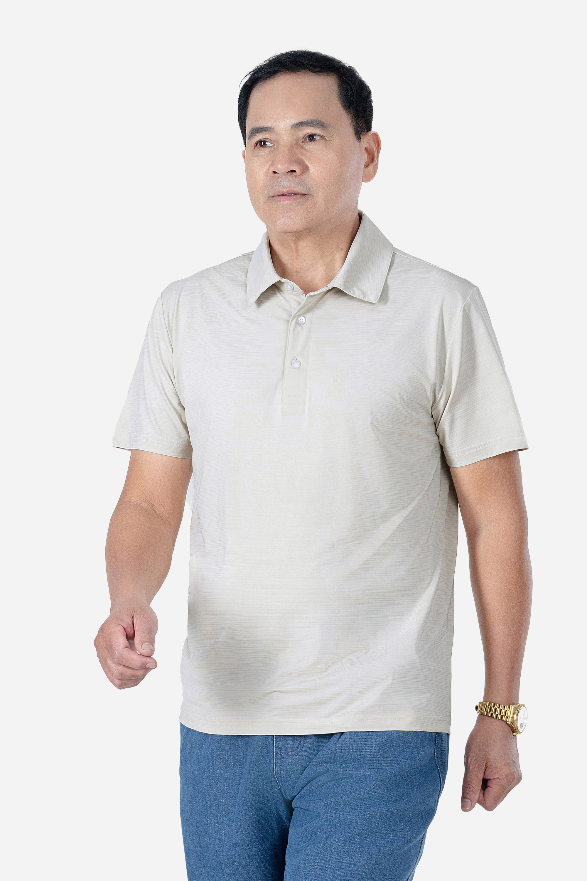 Áo Polo Melange Thể Thao Nam Trung Niên ANCHI Chất Liệu Cotton Phom Suông Vạt Ngang_thumbnail_11