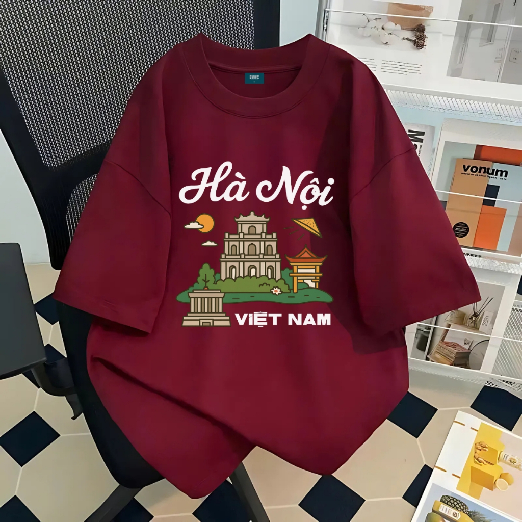 Áo thun du lịch Việt Nam, Huế, Đà Nẵng...dáng oversize rộng màu đỏ local brand We Tee - T036_thumbnail_9