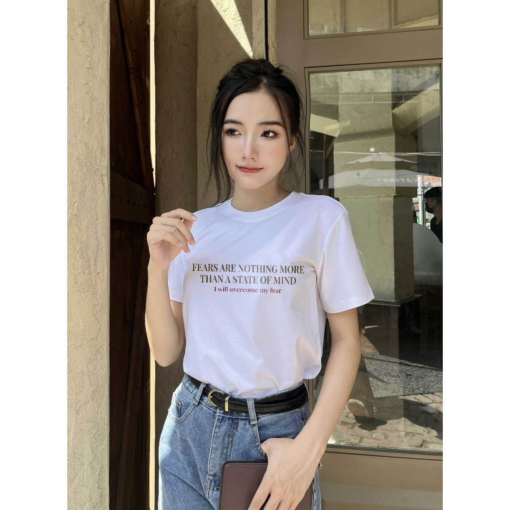 Áo thun nữ form vừa regular ARD558 Miucho Chic cotton cổ tròn in basic_thumbnail_2