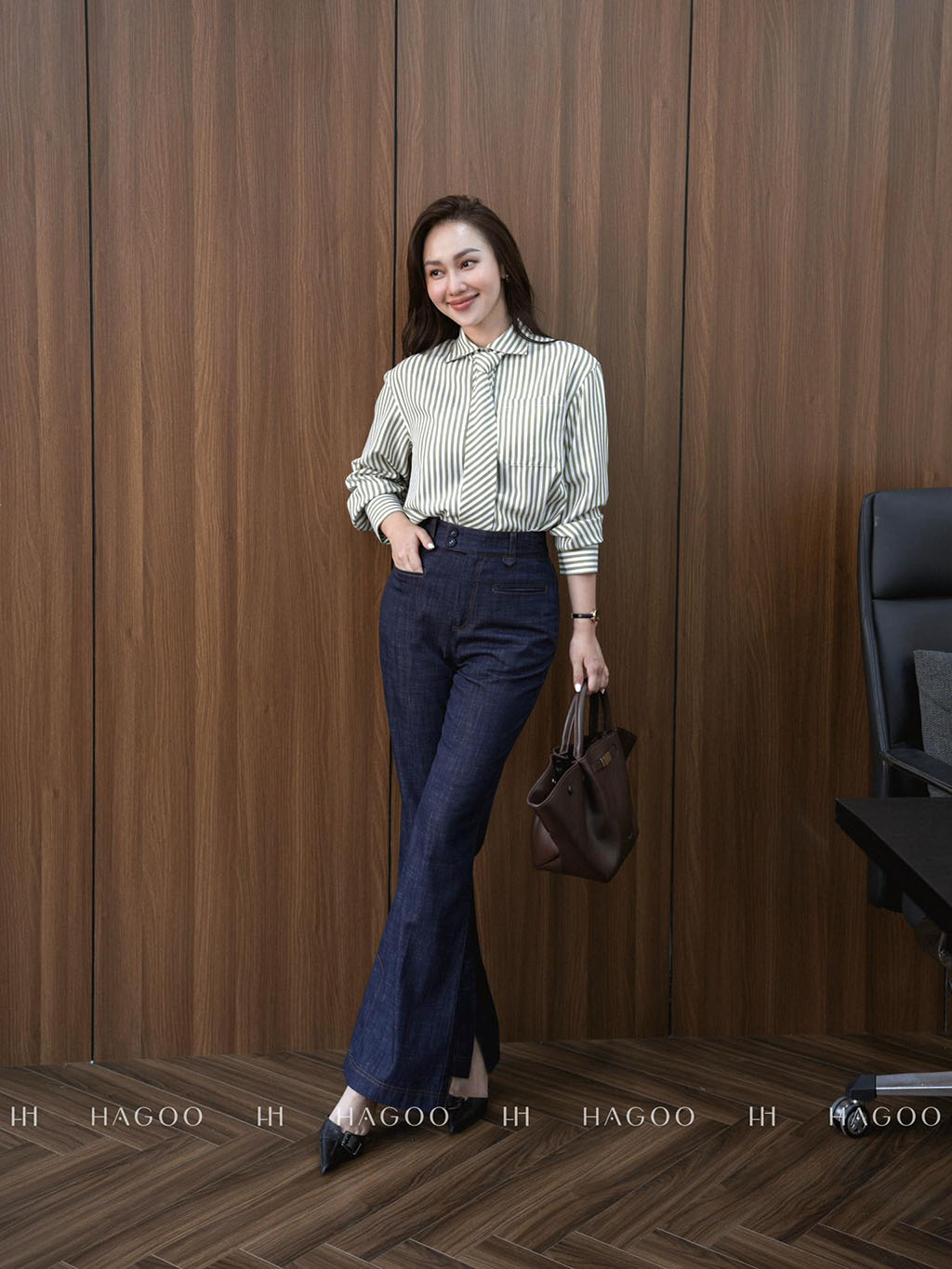 Sơ mi cà vạt cổ cánh nhạn HAGOO_thumbnail_5