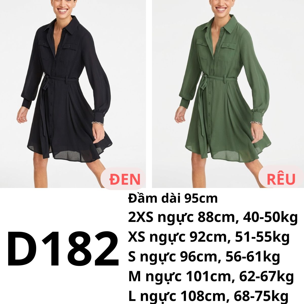 D182- Đầm voan công sở