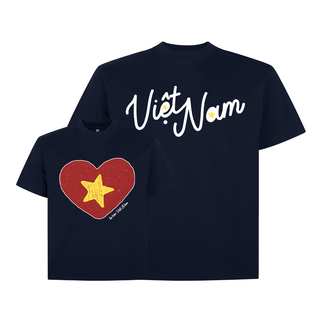 Áo thun Việt Nam hình tim form boxy AXD2447 Miucho vải 100% cotton co giãn thoáng mát cổ tròn in mix_thumbnail_10