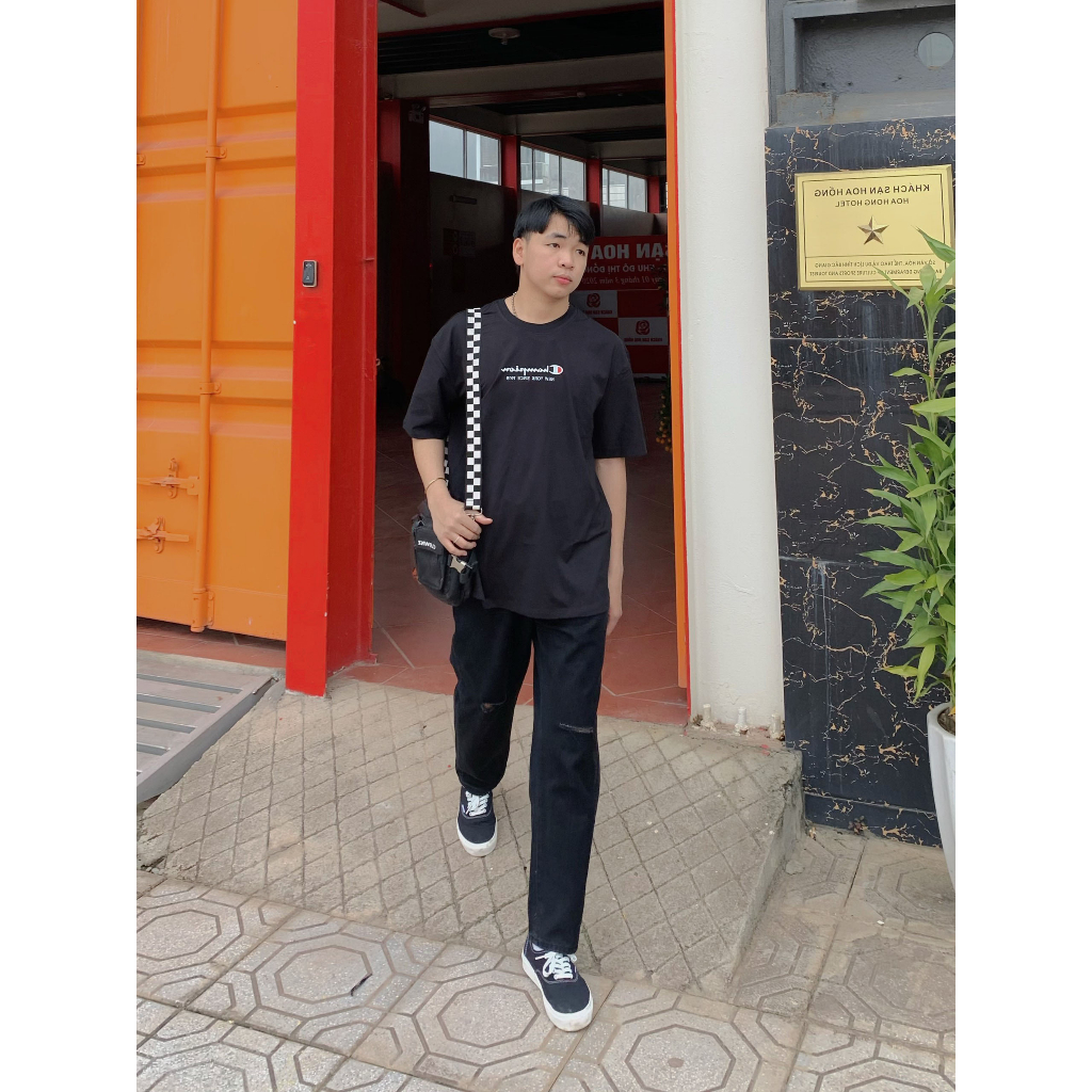 Áo phông nữ form rộng tay lỡ unisex chất vải cotton AT084 Miucho in logo_thumbnail_5