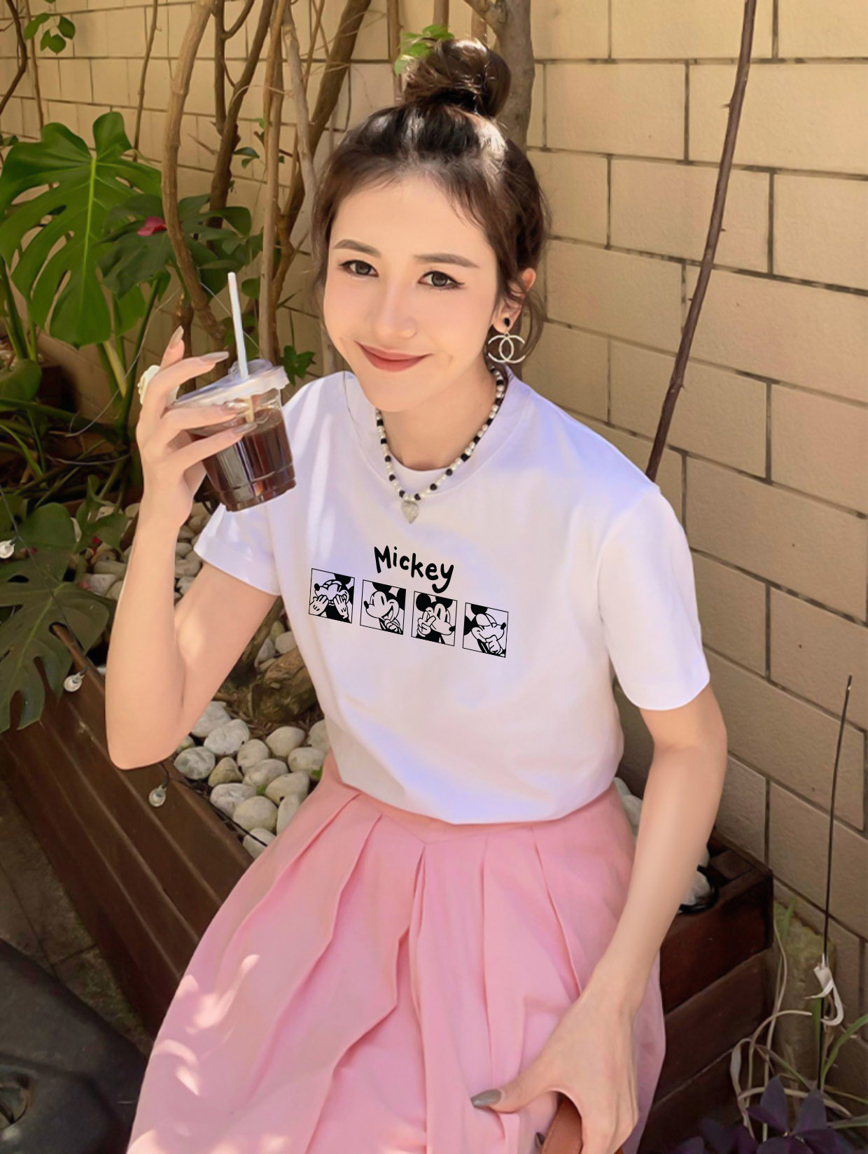 Áo thun nữ form vừa regular nhiều màu sắc ARD1486 Miucho Chic vải cotton cổ tròn in artwork_thumbnail_3