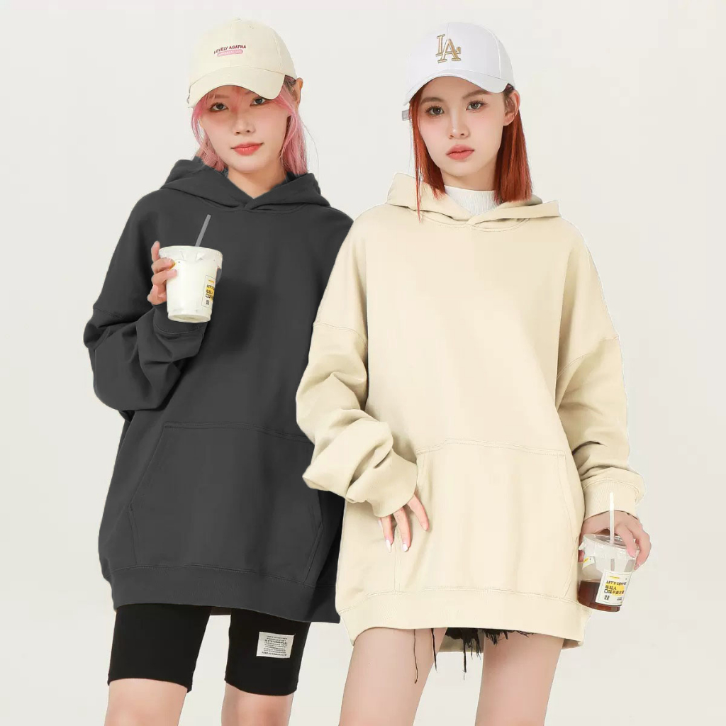 Áo hoodie trơn nữ form rộng HDT01 Miucho chân cua dày dặn in basic_thumbnail_7