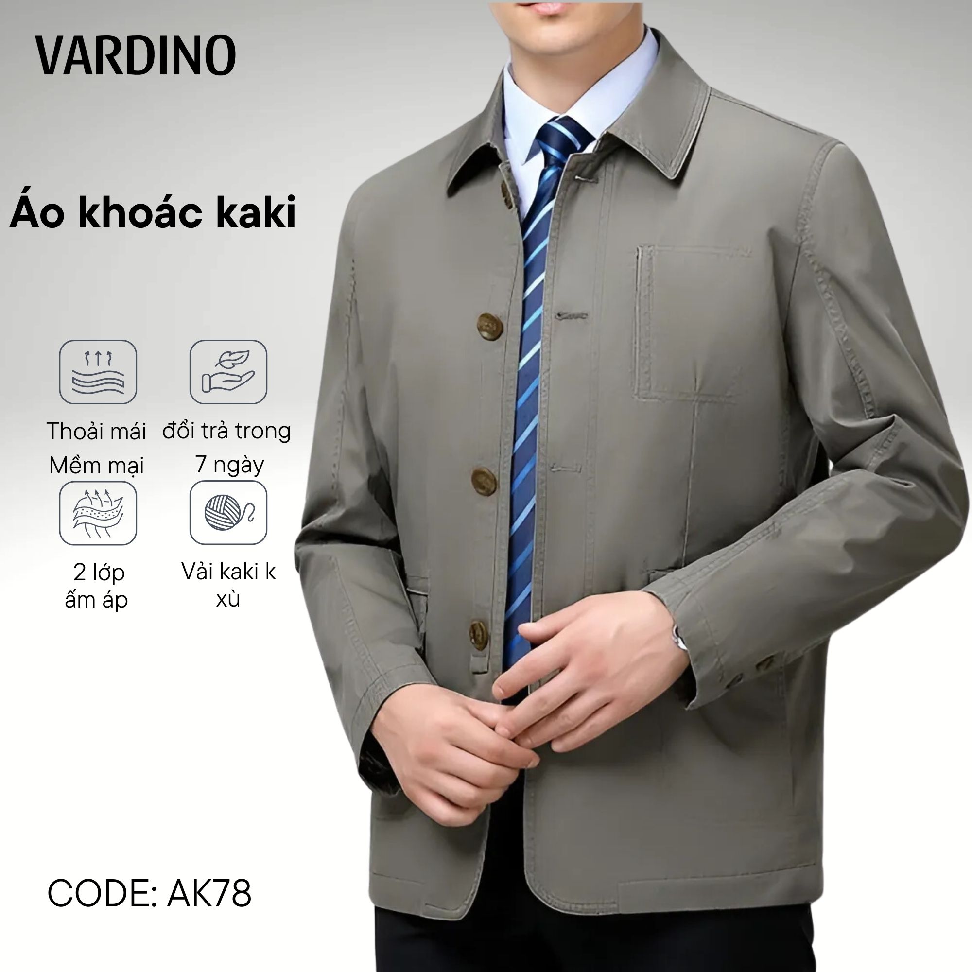 Áo khoác nam kaki Vardino AK78