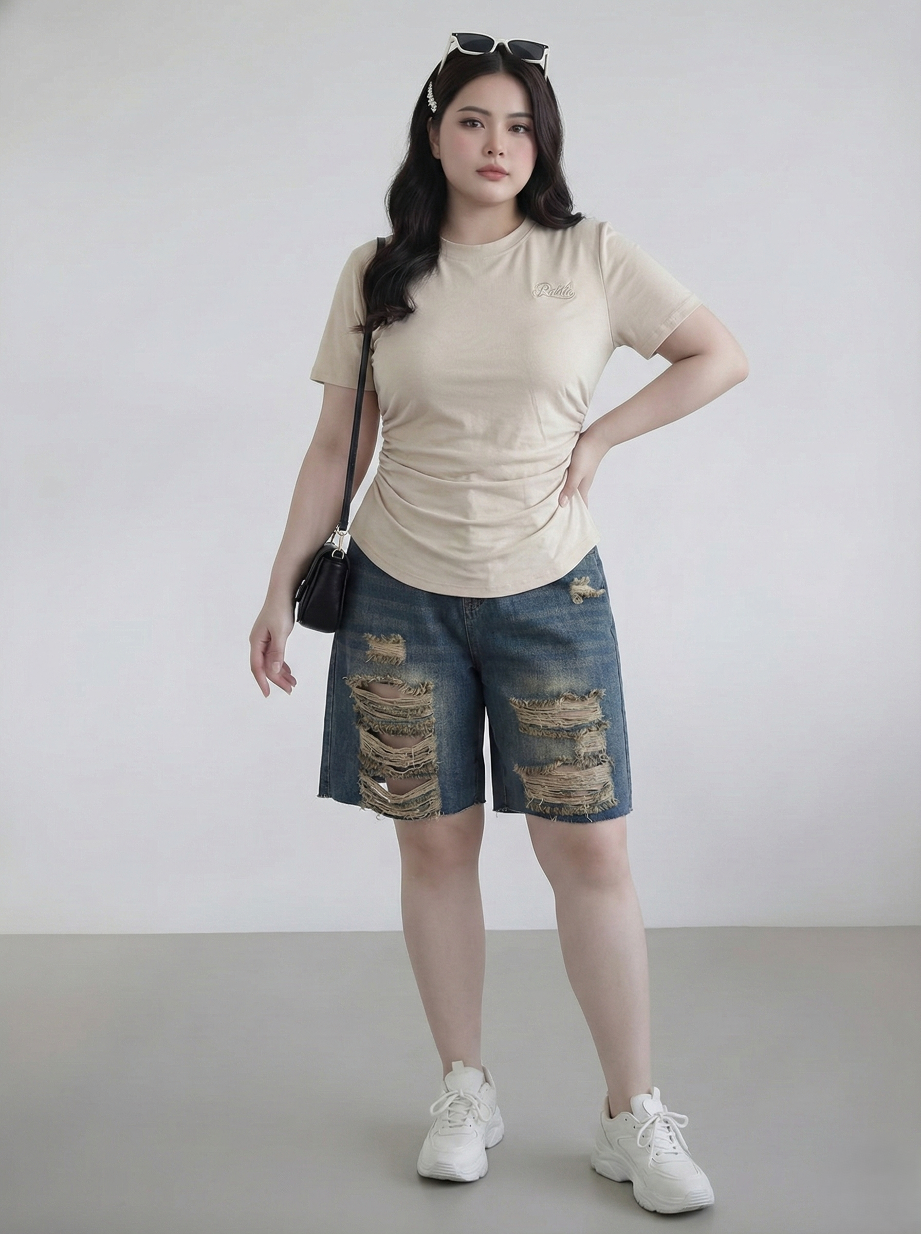 Quần short lửng rách kiểu bigsize QSJ4014