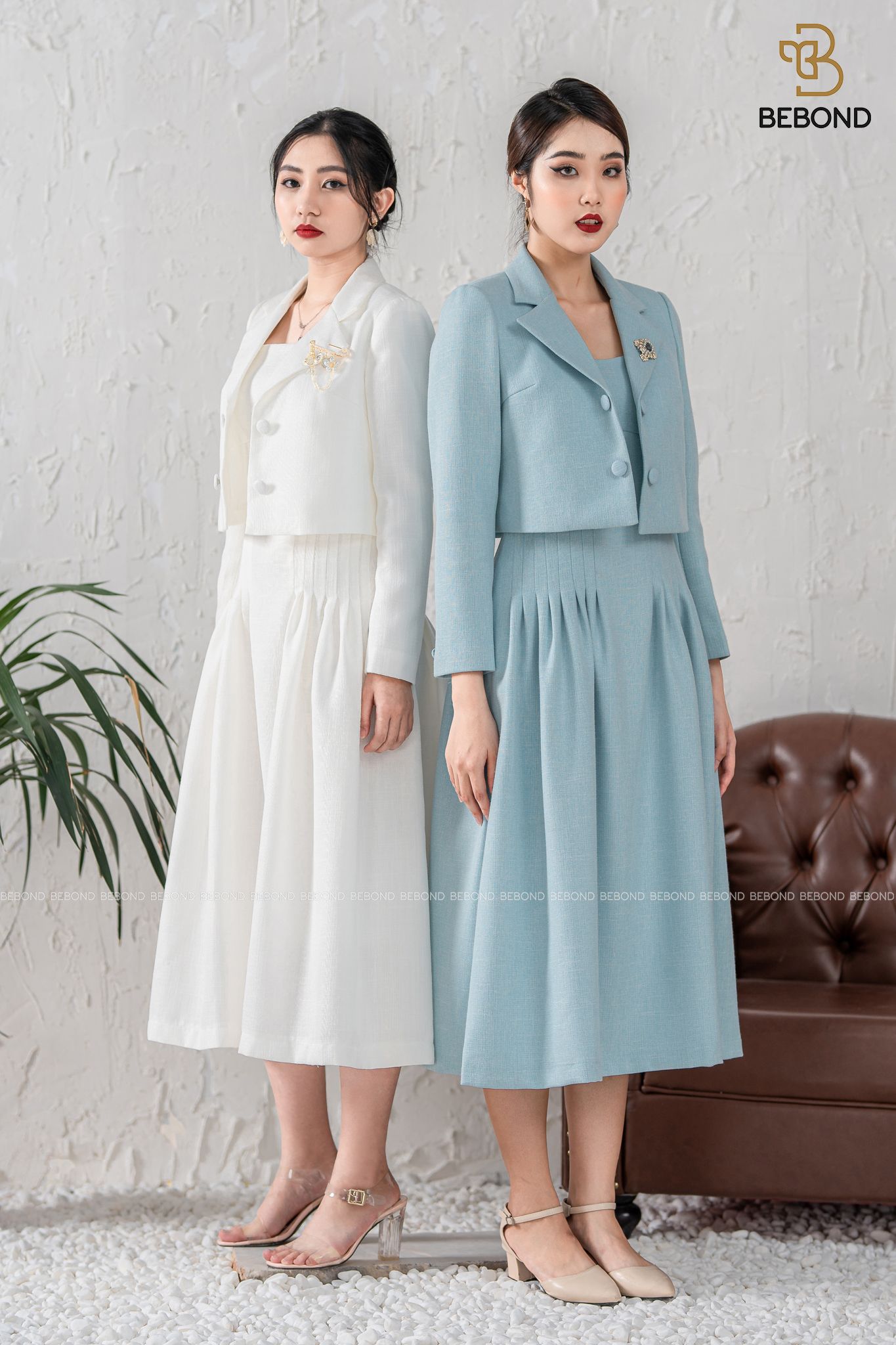 Set Vest dạ tweed Laura xanh thiên thanh_thumbnail_3