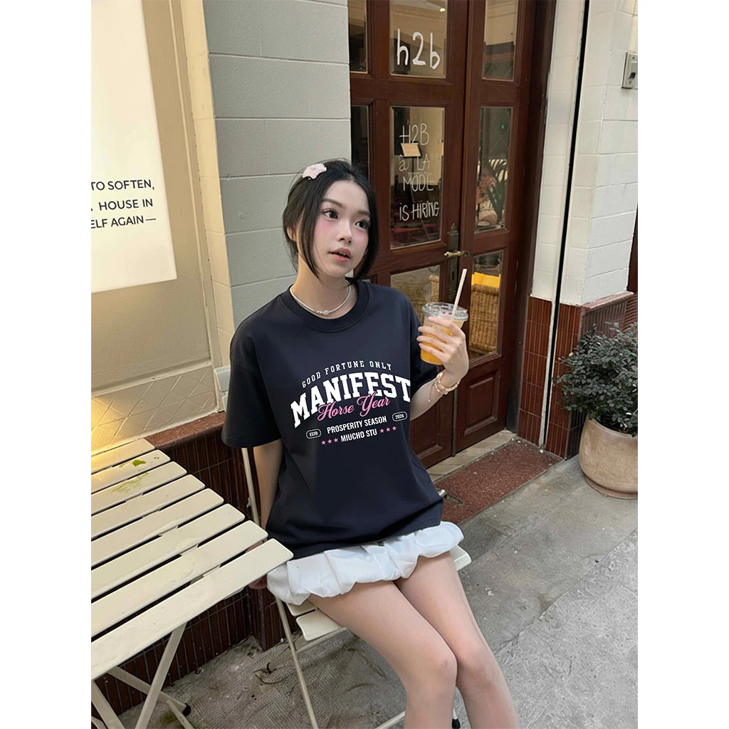 Áo thun Tết nam nữ form boxy Miucho chất vải mềm mại thoáng mát chữ basic in typography 2939_thumbnail_3