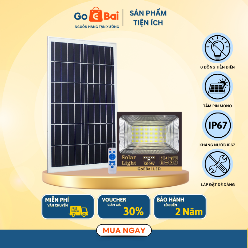 Đèn Pha Năng Lượng Mặt Trời 300W - Goebai LED