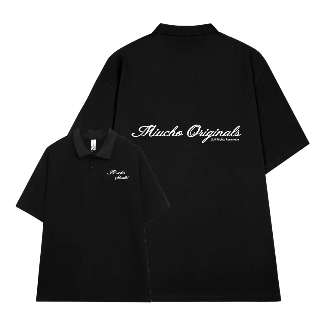 Áo polo unisex form oversize 2484 Miucho tay ngắn cổ trụ vải cotton thoáng mát cao cấp in typography_thumbnail_9