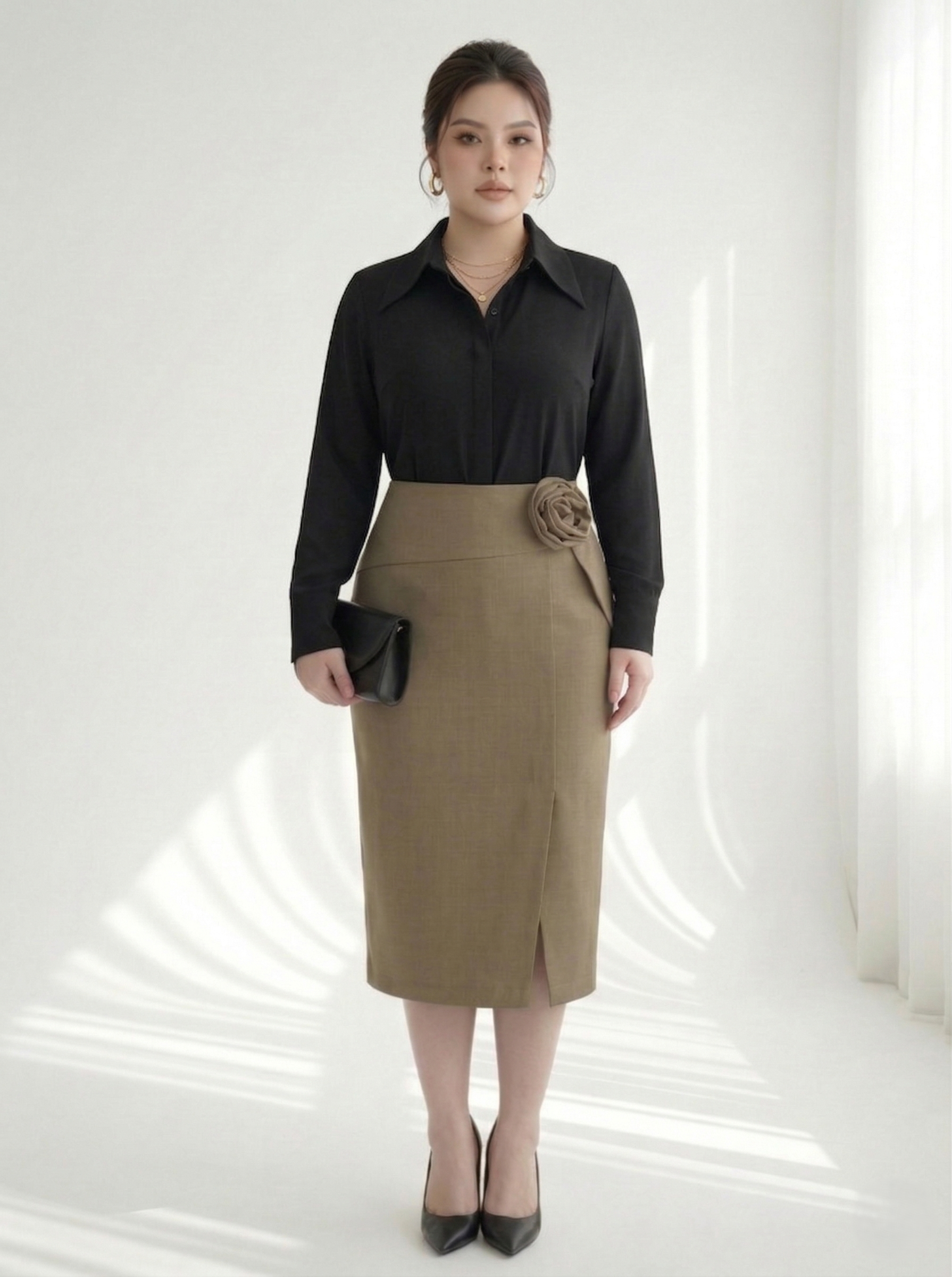 BIGSIZE NỮ - Chân váy dáng A phối hoa dành cho nàng béo từ 55-90kg V-CV040