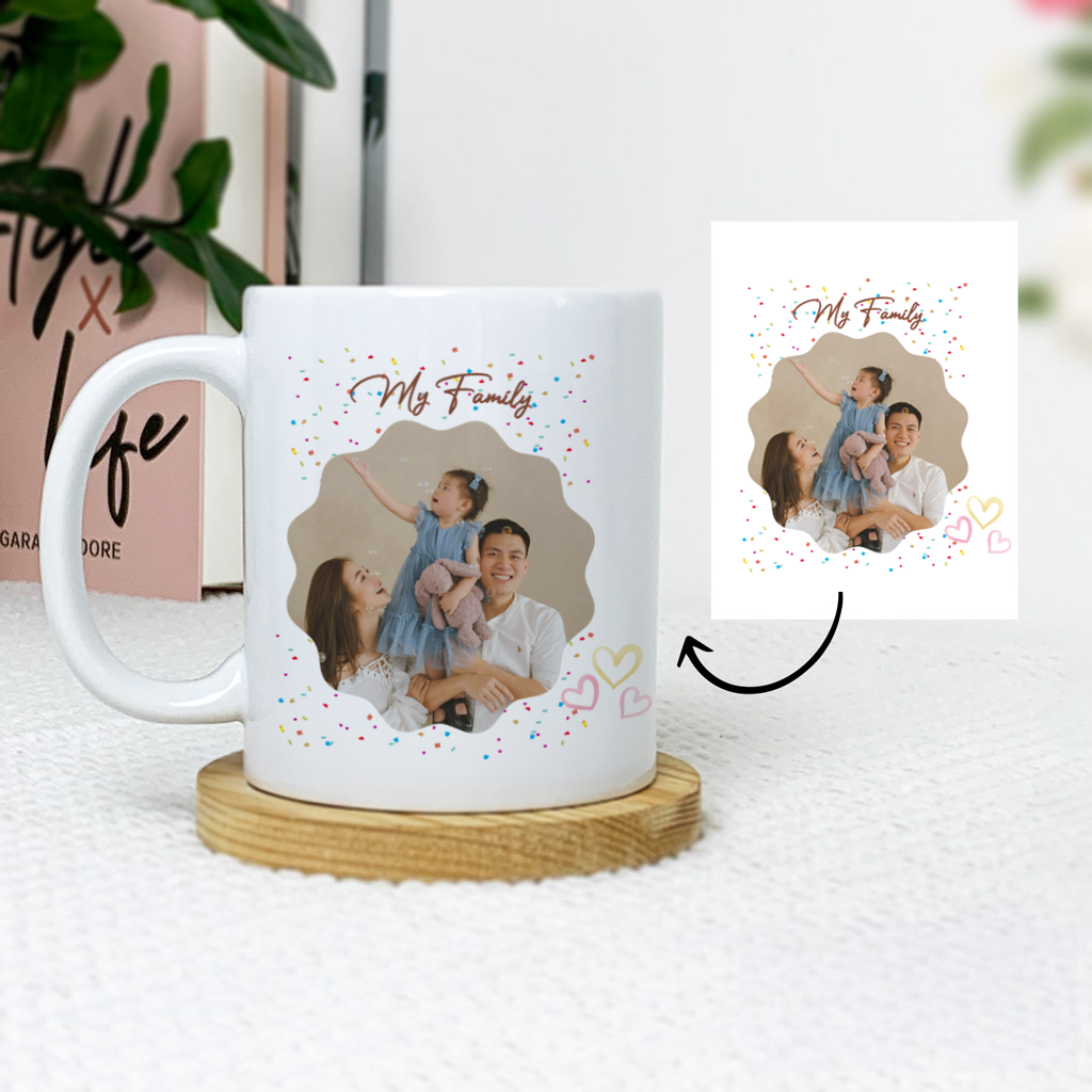 Ly sứ trắng in hình theo yêu cầu, quà tặng ý nghĩa cho gia đình, bố mẹ, ông bà, người thân dịp lễ tết, sum họp