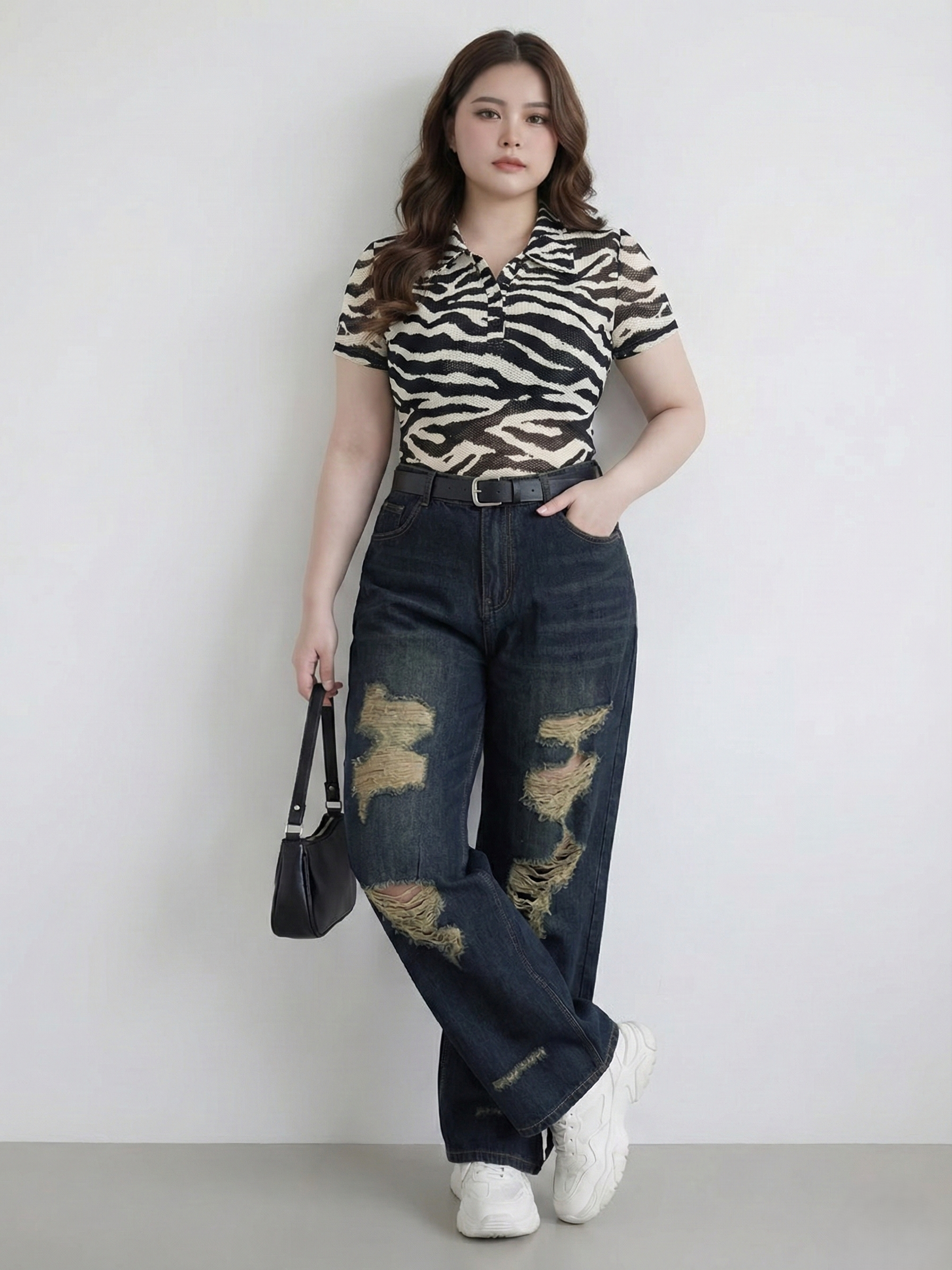 Quần suông thêu rách 97cm bigsize QJ5026 dành cho nàng béo mập từ 55-90kg